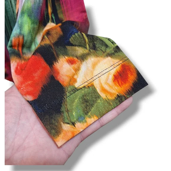 Fuzzi Midi Sheath Dress Womens Size L Long Sleeve V Neck Lined Colorful - Picture 5 of 8